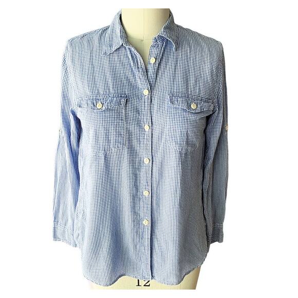 RALPH LAUREN Denim & Supply Blue & White Checked Button Down Shirt ~ Women's MED - Picture 1 of 5